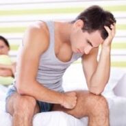the man is upset by pathological discharge when excited